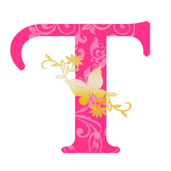 Elegant Pink T with Decorative Gold Butterfly png