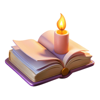 elegant abstract Open Book with Candlelight Soft Lighting Transparent Background png