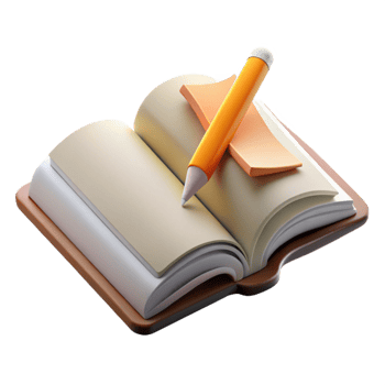 impressive contemporary Open Book with Pencil Underlining Text Transparent Background exclusive png