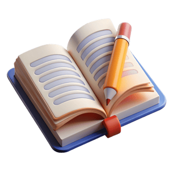 beautiful creative Open Book with Pencil Underlining Text Transparent Background detailed png