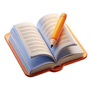 serene abstract Open Book with Pencil Underlining Text Transparent Background professional png