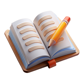 stunning contemporary Open Book with Pencil Underlining Text Transparent Background original png