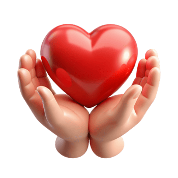 magnificent artistic Open Hands Holding Heart Transparent Background with Red Color premium png