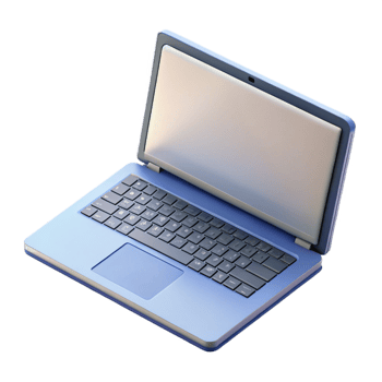 impressive creative Open Laptop with Blank Screen Top View Isolated Element original png