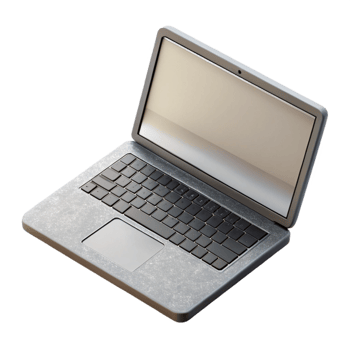 stunning vintage Open Laptop with Blank Screen Top View Isolated Element genuine png