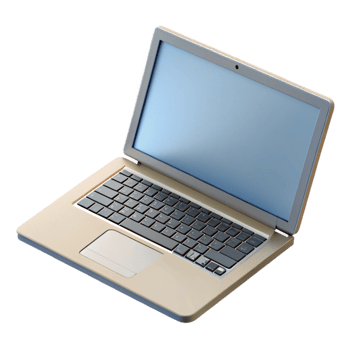 elegant contemporary Open Laptop with Blank Screen Top View Isolated Element high quality png