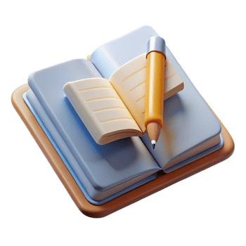 magnificent abstract Open Notebook and Pencil Transparent premium png