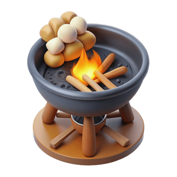 beautiful modern Outdoor Cooking Fire Top View Cutout with Smoke Detail original png