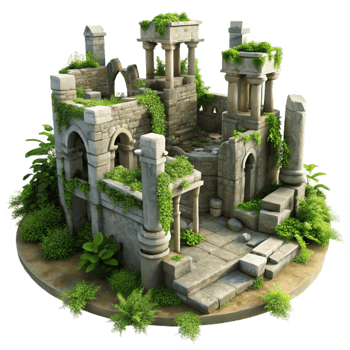 impressive creative Overgrown City Ruins Transparent Background exclusive png