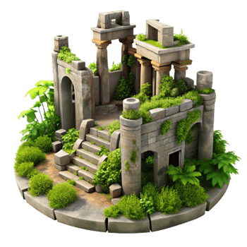 wonderful rustic Overgrown City Ruins Transparent Background exclusive png