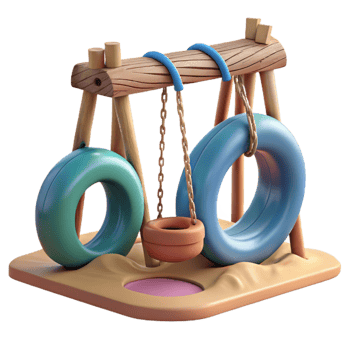 beautiful abstract Painted Tire Swing Set Playground Scene Cutout authentic png
