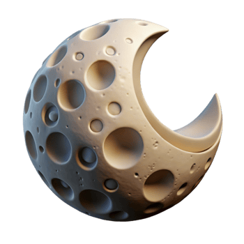 magnificent modern Paper Cutout Moon Design with Crater Details Isolated Element professional png
