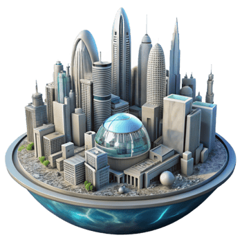 impressive abstract Parallel Universe Cityscape Futuristic Skyline detailed png