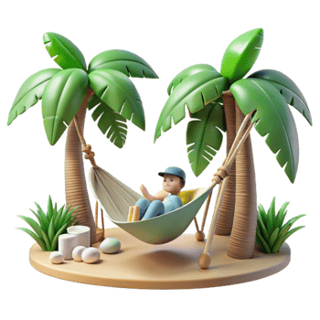 magnificent contemporary Person Relaxing in Hammock Under Trees Cutout Tropical Setting exclusive png