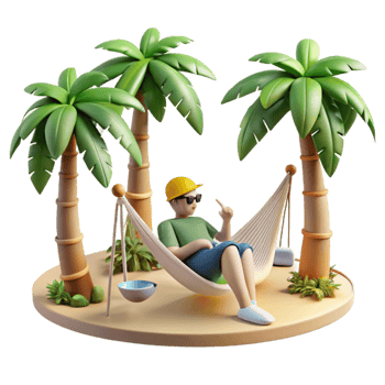 dramatic rustic Person Relaxing in Hammock Under Trees Cutout Tropical Setting png