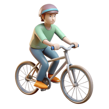 extraordinary minimalist Person Riding Bicycle Through Park Isolated detailed png