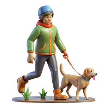dramatic rustic Person Walking Dog in Park Isolated Active Lifestyle premium png