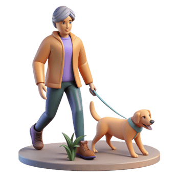 beautiful vintage Person Walking Dog in Park Isolated Active Lifestyle exclusive png