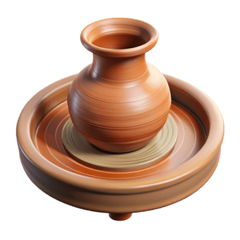 serene artistic Pottery Wheel Spinning Clay Side View Isolated professional png