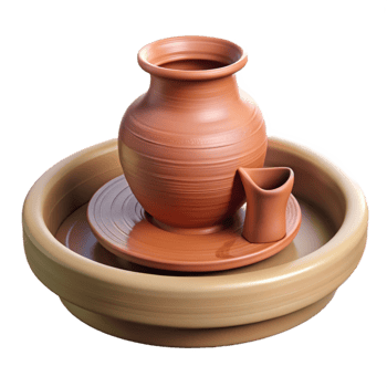 elegant minimalist Pottery Wheel Spinning Clay Side View Isolated premium png