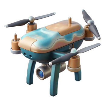 serene creative Precision Agriculture Drone Illustration Side View Transparent Background genuine png