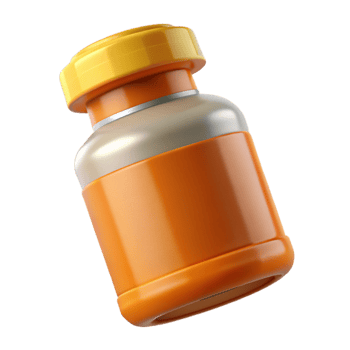 vibrant vintage Prescription Bottle Orange Cap Isolated Cutout authentic png