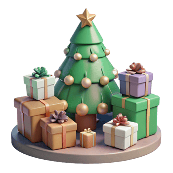 magnificent vintage Presents Under Christmas Tree Festive Scene Isolated high resolution png