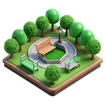 beautiful classic Public Park Green Space Top View Isolated original png
