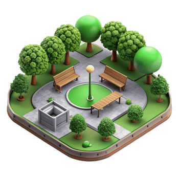 beautiful rustic Public Park Green Space Top View Isolated premium png