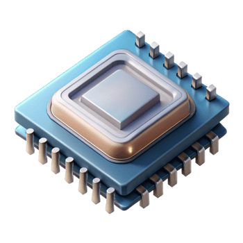 impressive creative Quantum Processor Microchip Top View Transparent Background authentic png