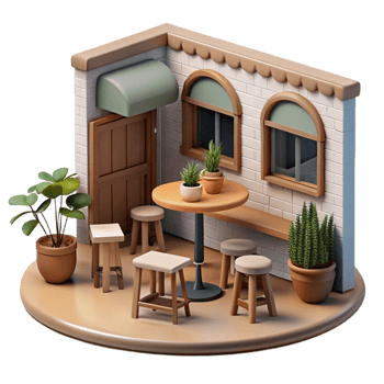 magnificent creative Quiet Cafe Interior Empty Tables Cutout Element high resolution png