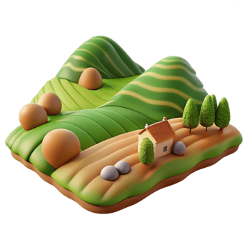 dramatic traditional Quiet Countryside Landscape with Rolling Hills Transparent Background professional png