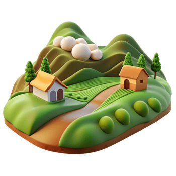 impressive modern Quiet Countryside Landscape with Rolling Hills Transparent Background original png