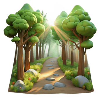 dramatic contemporary Quiet Forest Path with Green Hues Cutout premium png
