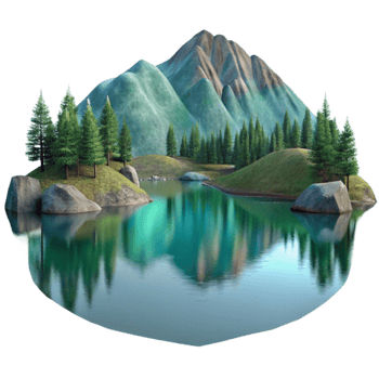 vibrant creative Quiet Lake with Reflections Isolated detailed png