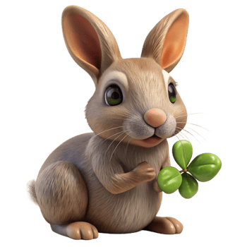 vibrant vintage Rabbit Eating Clover Close Up Isolated original png