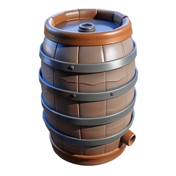 serene minimalist Rainwater Collection Barrel Side Angle Cutout professional png