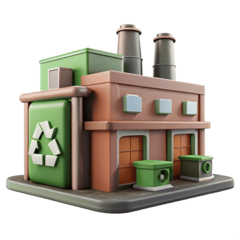 beautiful abstract Recycling Plant Exterior View Cutout Element premium png