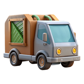 elegant rustic Recycling Truck Rear View Isolated high quality png