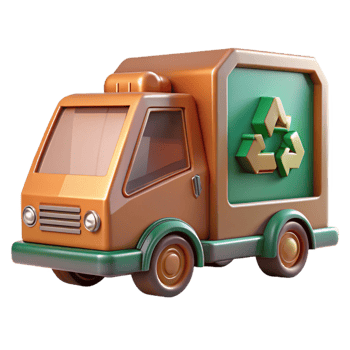 elegant artistic Recycling Truck Side View White Cutout original png