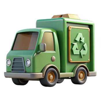extraordinary rustic Recycling Truck Side View White Cutout authentic png