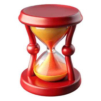 dramatic minimalist Red Hourglass with Glowing Sand Cutout authentic png