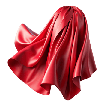 stunning classic Red Silk Drape Flowing Fold Isolated on Transparent Background genuine png