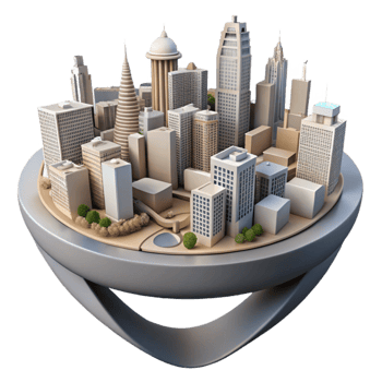 vibrant modern Repeating Cityscape Time Loop Cutout premium png