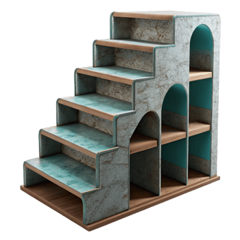 stunning rustic Repurposed Bookshelf Staircase Storage Solution Cutout genuine png