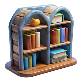 wonderful vintage Repurposed Book Shelf with Books Transparent Background high quality png