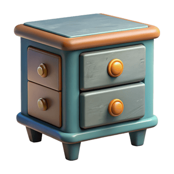 vibrant classic Repurposed Drawer Nightstand Isolated Element professional png