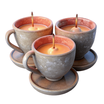 serene contemporary Repurposed Teacups Candles Transparent png