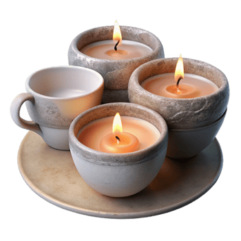 dramatic contemporary Repurposed Teacups Candles Transparent exclusive png