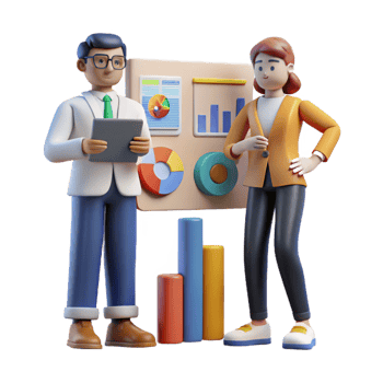 vibrant traditional Researchers with Data Visualizations Cutout exclusive png